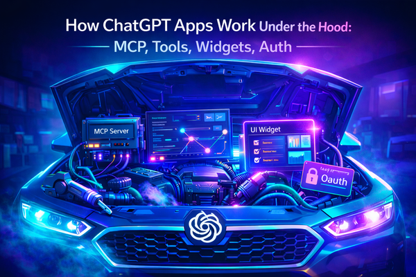 Illustration of ChatGPT Apps Architecture Under the Hood With MCP, Tools, Widgets, and Auth